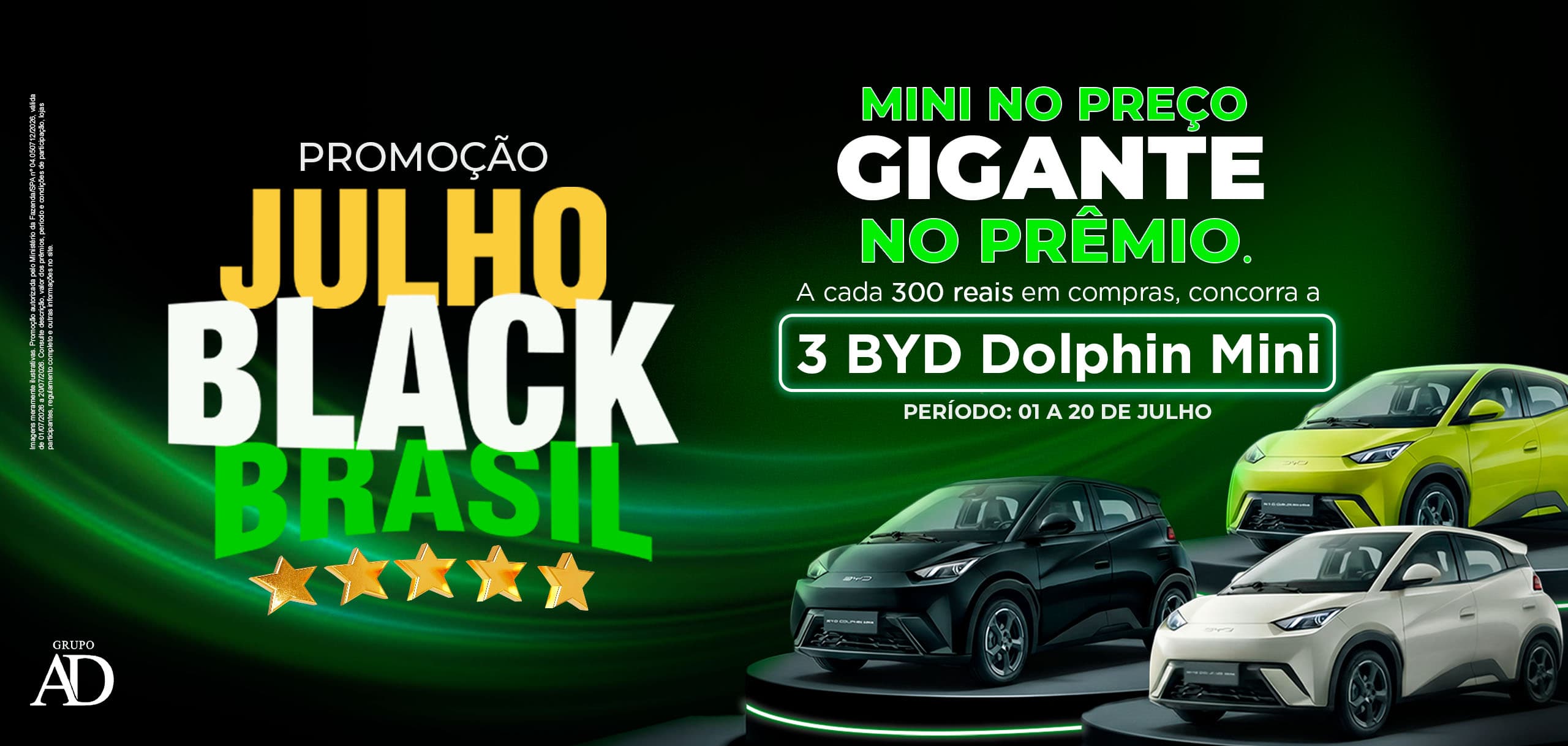 Grupo AD sorteia carros elétricos toda semana na campanha Julho Black